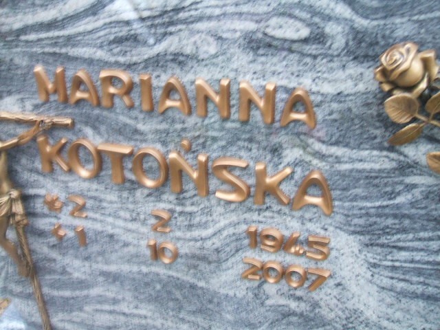 Marianna Kotońska 1945 Wodzisław Śląski - Grobonet - Wyszukiwarka osób pochowanych
